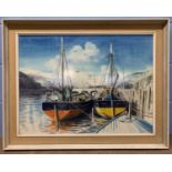 Stewart Maxwell Armfield (British, 20th century), moored boats, watercolour on board, signed,