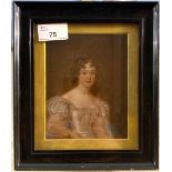 British School, circa 19th century, portrait of a young lady, oil on board, unsigned, 5.5x4ins,