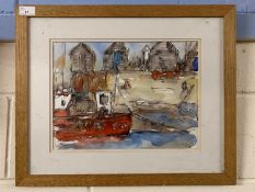Janet Judge (British, Contemporary), Walberswick Fishing Boat, watercolour and pen, signed, 11x14.