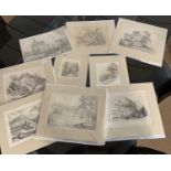 Nine, circa early 19th century pencil studies, including East Anglian sketches; Ross Castle,