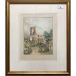 Maria Hunt (British, 19th century) Old Action Church, watercolour, signed and dated (1870), approx