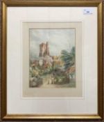 Maria Hunt (British, 19th century) Old Action Church, watercolour, signed and dated (1870), approx