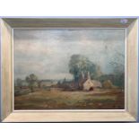 Marcus Ford (British, 20th century), landscape with oasthouses, oil on cancas, signed lower left,