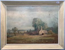 Marcus Ford (British, 20th century), landscape with oasthouses, oil on cancas, signed lower left,