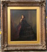 Portrait of a Spanish lady, circa 19th century, oil on canvas, unsigned, 11.5x9.5ins, framed.