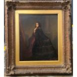 Portrait of a Spanish lady, circa 19th century, oil on canvas, unsigned, 11.5x9.5ins, framed.