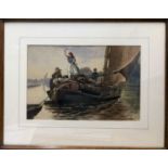 J.W. Dalton (British,19th Century), A wherry in full sail with figures aboard, watercolour, signed