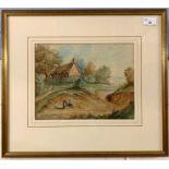 G.R. Wheeler, rural landscape and cottage, watercolour on paper, signed, 9x11ins, framed and