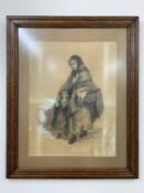Pastel and pencil of mother and child on paper, framed and glazed,19x14ins, unsigned.