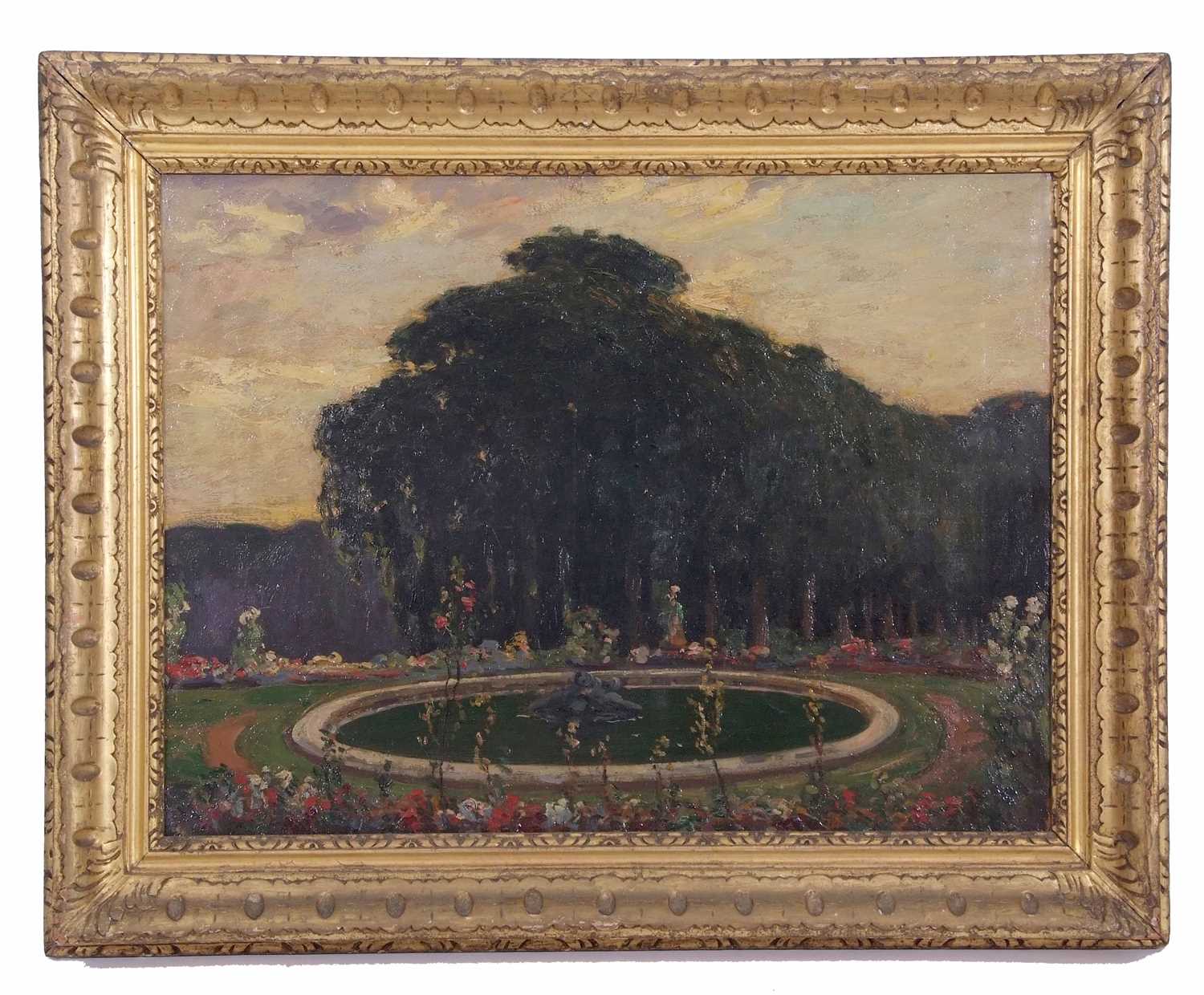 Alexander Jamieson (British 1873-1937), A Garden Fountain, oil on canvas, signed. 23x29insQty: 1 - Image 2 of 2