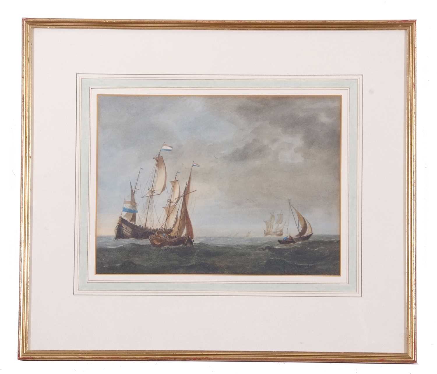 Charles Martin Powell (1775-1824), Dutch Shipping At Sea. Watercolour9x12in - Image 2 of 2