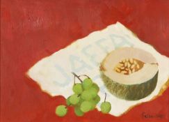 Mary Fedden (1915-2012), Still Life with Grapes and Watermelon, oil on board, signed. 11x15.9ins.