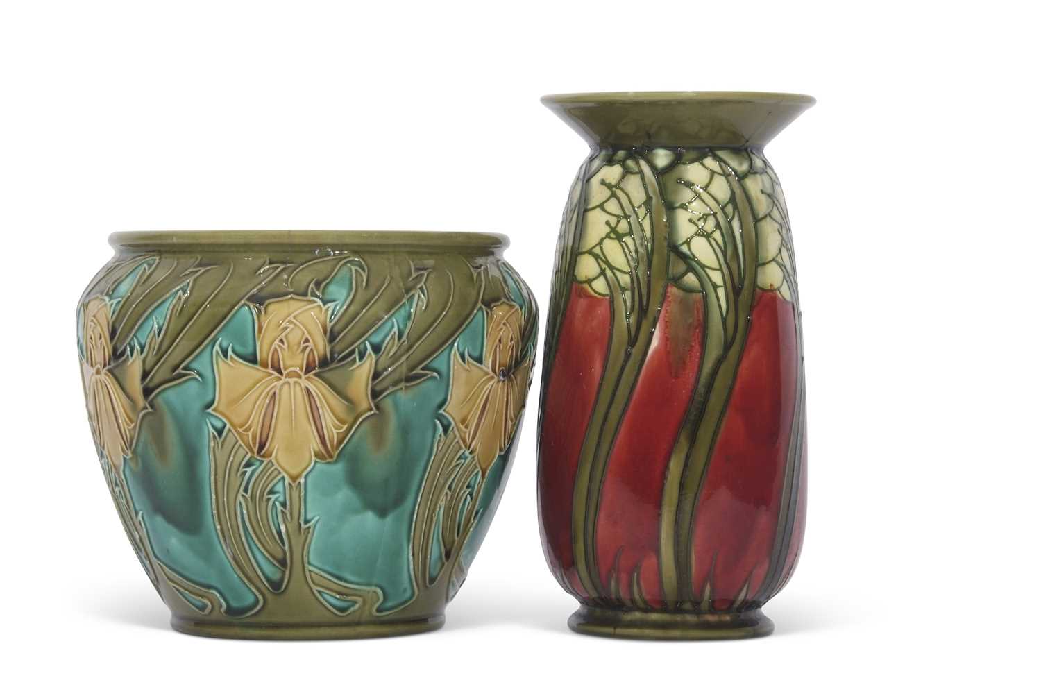 Minton Secessionist vase together with a Minton Secessionist jardiniere (crack to rim) (2)