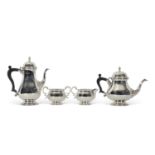 Elizabeth II four-piece tea and coffee service in Queen Anne style, of circular baluster form with