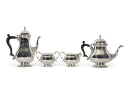 Elizabeth II four-piece tea and coffee service in Queen Anne style, of circular baluster form with