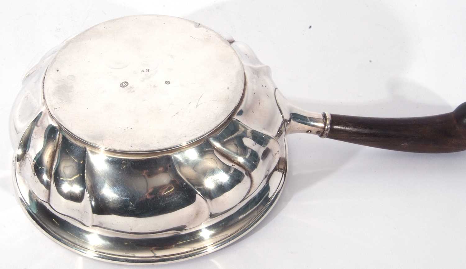 Early/mid-20th century Danish silver flambe or serving lidded pan with treen handle, the pan - Image 8 of 9