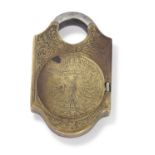Interesting late 19th century German brass and steel cased combination padlock engraved to front '