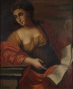 Continental School, A portrait of a lady in classical dress, oil on canvas, 21.5x18ins.