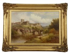 E. H. Holder (British, 19th Century), Richmond Castle from the River Swale, oil on canvas, signed.