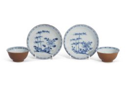 Pair of Nanking Cargo Teabowls and Saucers