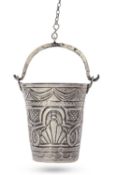 19th century Naples silver cream pail of tapering cylindrical form embossed with swag stylised