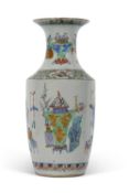 Late 18th century Chinese porcelain vase, famille vert decoration, the main body decorated with