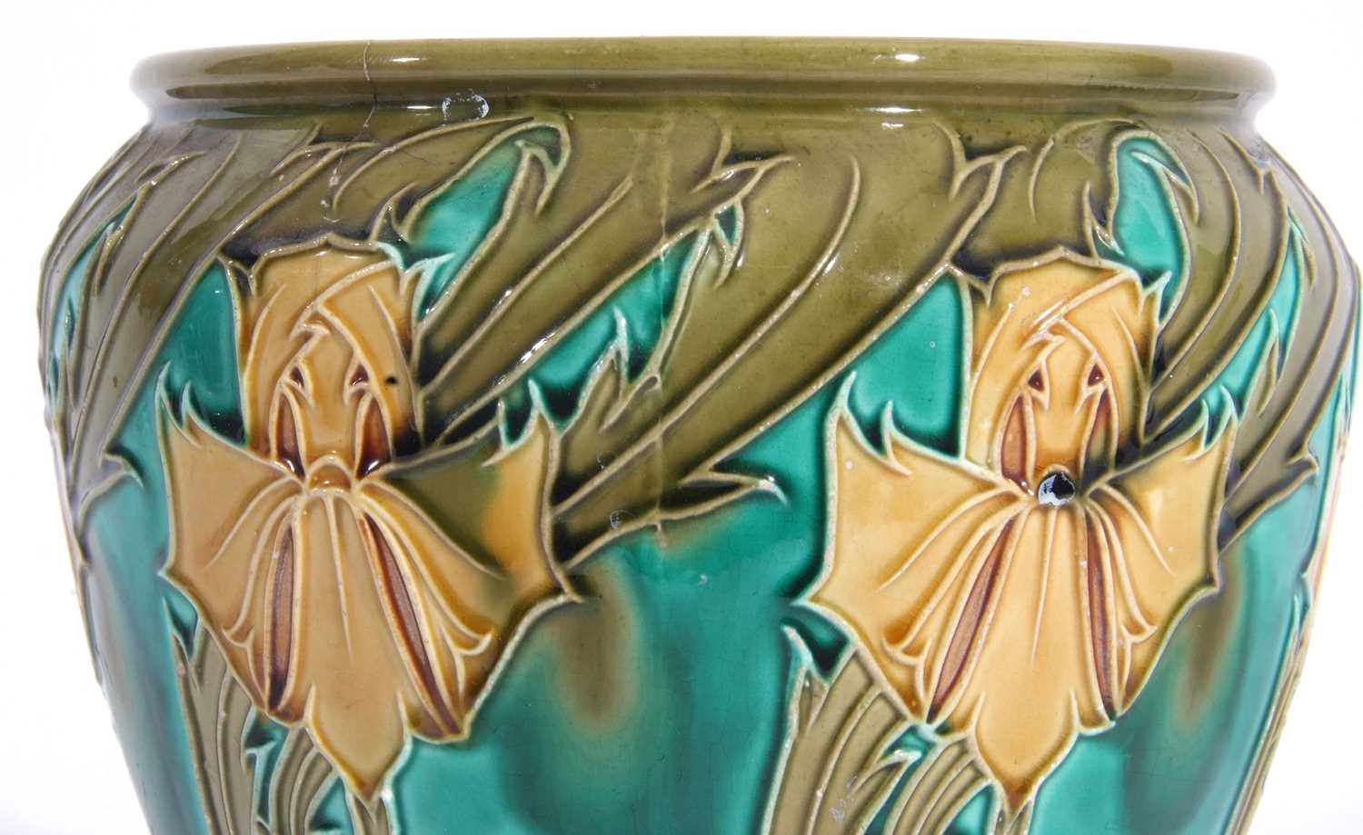 Minton Secessionist vase together with a Minton Secessionist jardiniere (crack to rim) (2) - Image 5 of 12