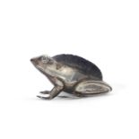 Unusual hallmarked silver enccased pin cushion in the form of a frog, length 6cm, height 3cm,