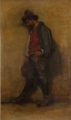 Follower of John Philip (British 1817-1867), A portrait of a drunken man, oil on canvas. 14x8.5ins.