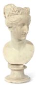 After Antonio Canova, Carrara white marble bust on socle of Pauline Bonaparte, Princess Borghese,