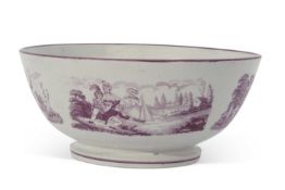 Rare early 19th century punch bowl by Shorthose & Co, circa 1810, decorated with puce camieu