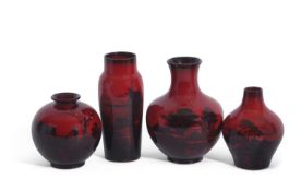 Group of Four Royal Doulton Flambe Vases