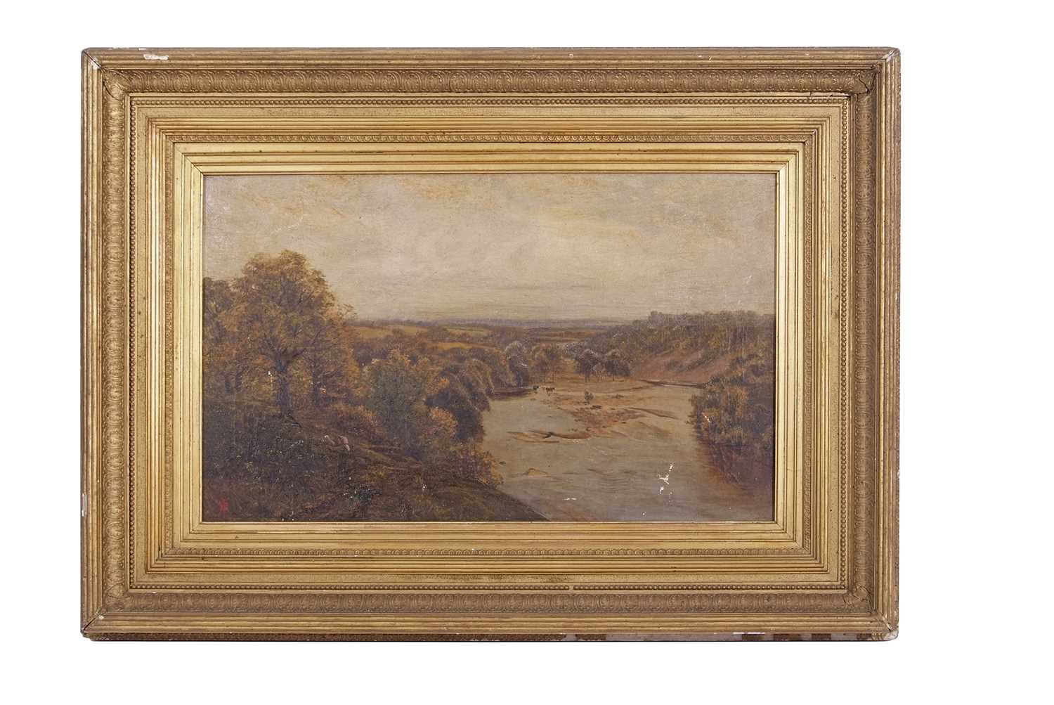 Walter H.W. Foster (British, fl. 1861-1888), Barnard Castle from Rokeby Woods, oil on canvas, - Image 3 of 4