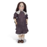 Bisque head doll by Altbeck & Gottschalck in brown costume, with composition body, 60cm high