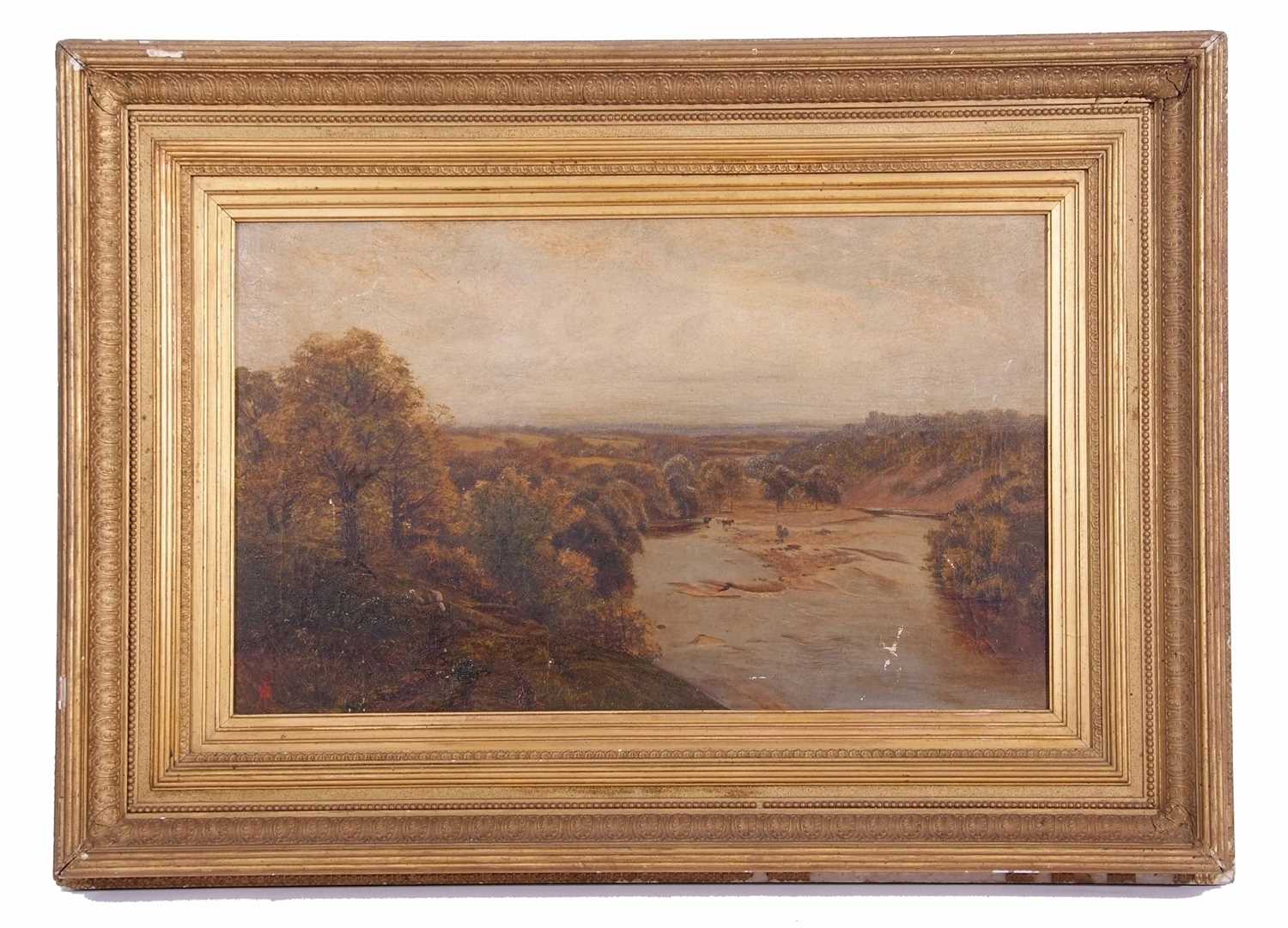 Walter H.W. Foster (British, fl. 1861-1888), Barnard Castle from Rokeby Woods, oil on canvas, - Image 4 of 4