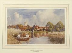 Louis Burleigh Bruhl (British, 1861-1942), "A Gentle Row on Waveney at Beccles", watercolour on