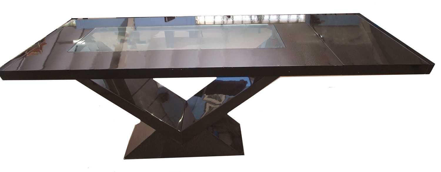 Constantini Pietro, contemporary rectangular dining table with inset glass centre together with - Image 3 of 3