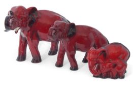 Group of Royal Doulton Flambe Elephants