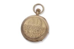 Last quarter of 19th/1st quarter of 20th century 18ct gold cased fob watch of mid-size, having blued