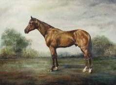 W.A.L Wall, (British, Contemporary), Study of a racehorse named "Nijinsky", mixed media on buff