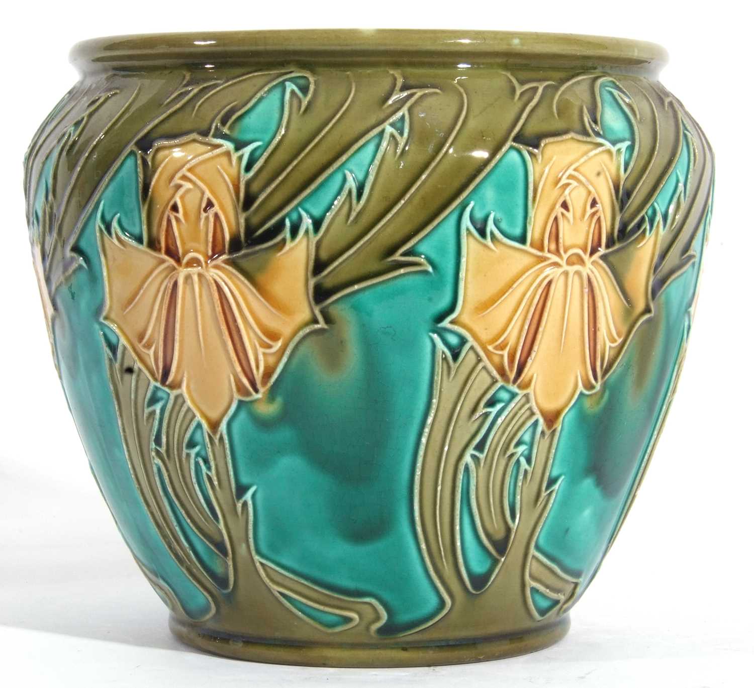 Minton Secessionist vase together with a Minton Secessionist jardiniere (crack to rim) (2) - Image 4 of 12