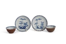 Pair of Nanking Cargo Teabowls and Saucers