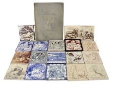 Group of 19th century tiles by Minton and Wedgwood, some fable subjects, others in classical