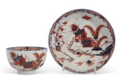 Lowestoft Porcelain Teabowl and Saucer c1780
