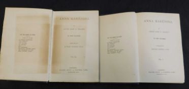 COUNT LEO TOLSTOY: ANNA KARENINA, London, Walter Scott [1889] 1st edition, 2 vols, vol 1 8pp adverts