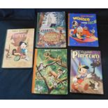 WALT DISNEY: 5 titles: WALT DISNEY'S VERSION OF PINOCCHIO BASED ON THE STORY BY COLLODI WITH