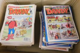 Two boxes: large quantity of Dandy comics, 1996-97, 1999-2002, March 1999-February 2002 near