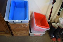 MIXED LOT OF TEA CHESTS AND PLASTIC BOXES
