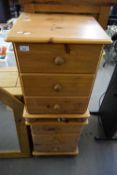 PAIR OF PINE THREE DRAWER BEDSIDE CABINETS