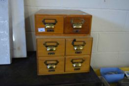 TWO SMALL WOODEN CARD FILING CABINETS